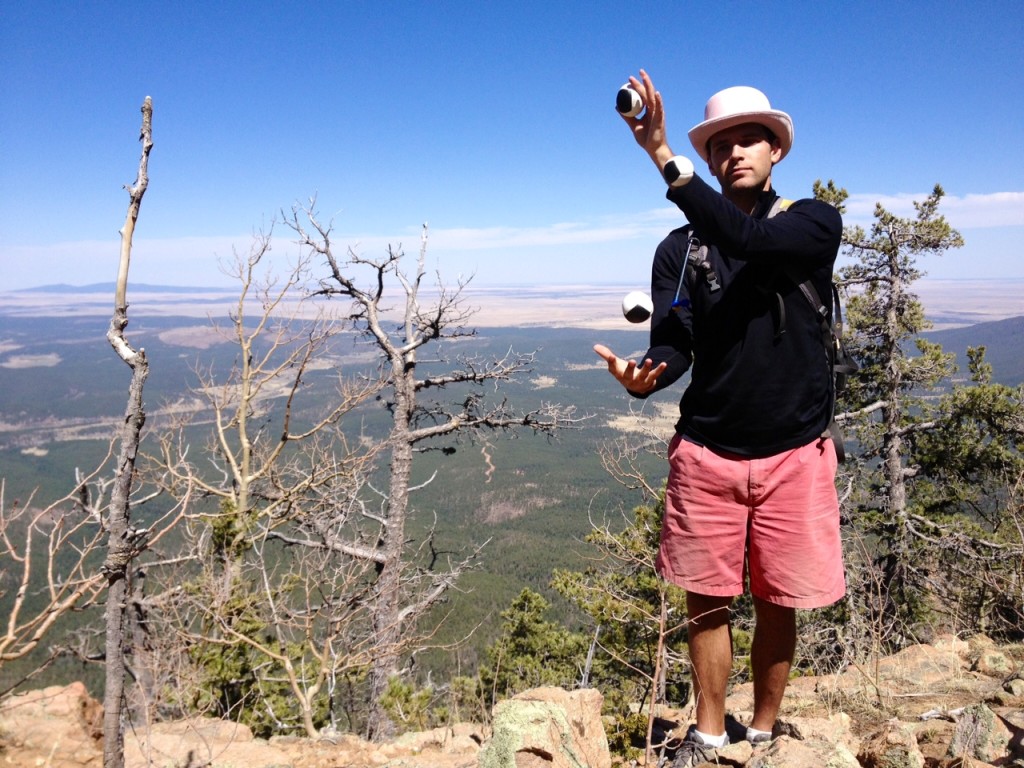 Yair juggling atop Hermits Peak