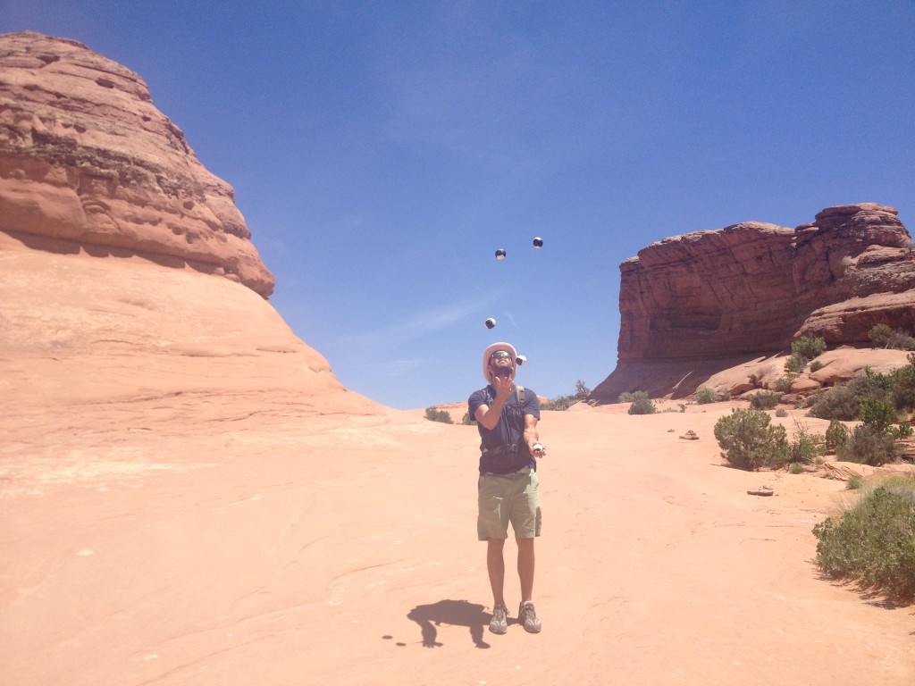 Yair juggling in Arches National Park