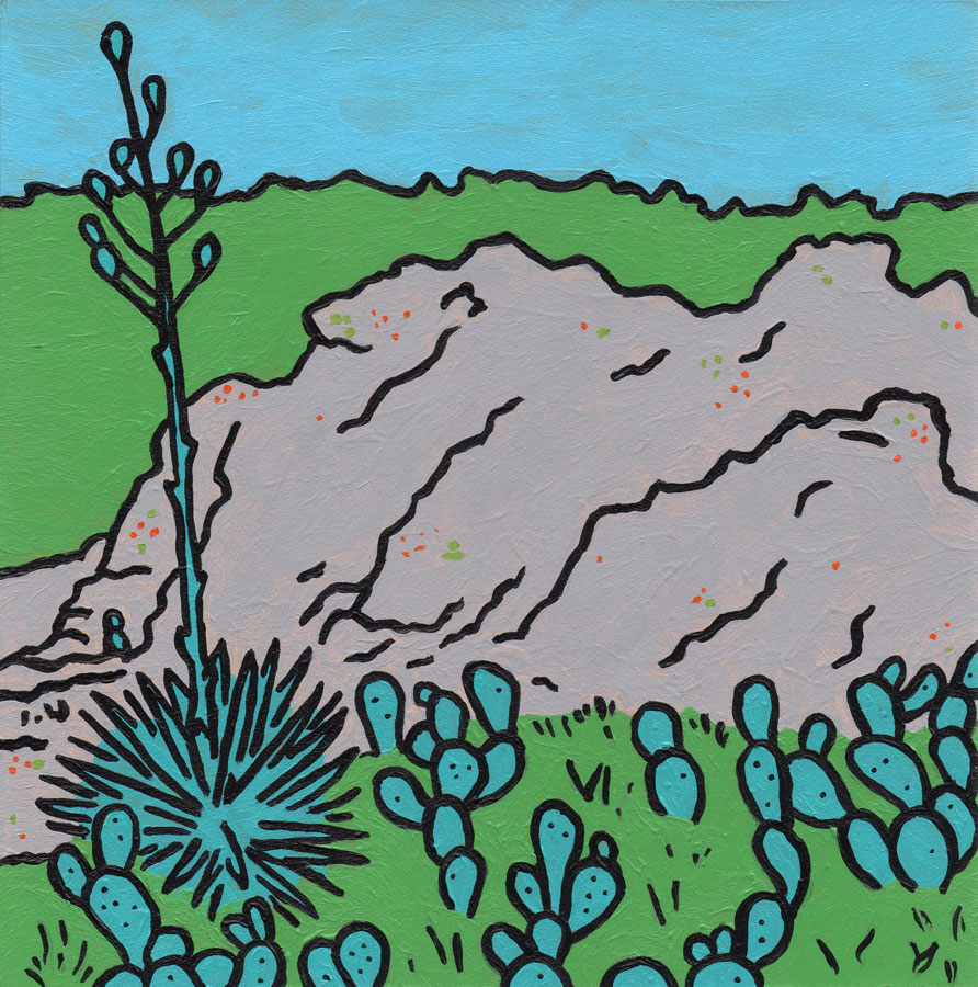 "Fruiting Yucca" - Acrylic Paint On Panel - 6"x6"