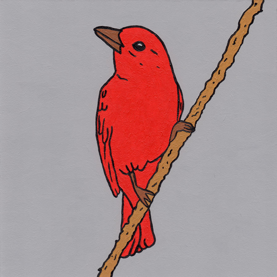 "Summer Tanager" - Acrylic Paint On Panel - 6"x6"