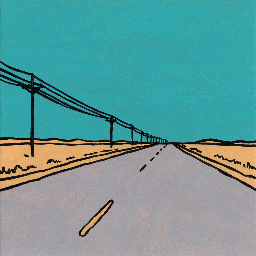 "West Texas Highway" - Acrylic Paint On Panel - 6"x6"