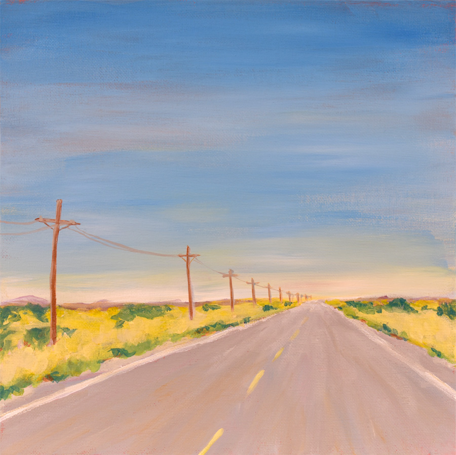 "West Texas Highway #2" - Acrylic Paint On Canvas - 12"x12"