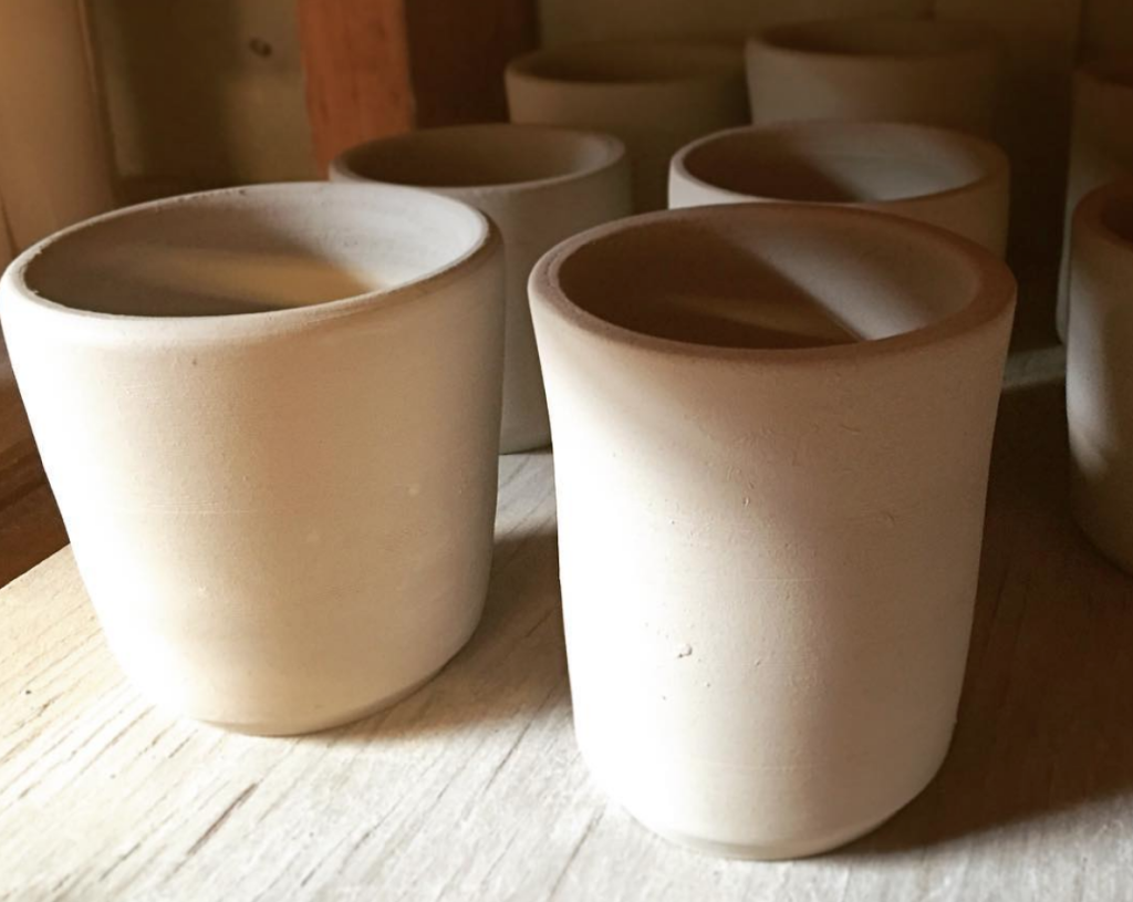 Some of my tumblers drying on their way to the electric kiln.