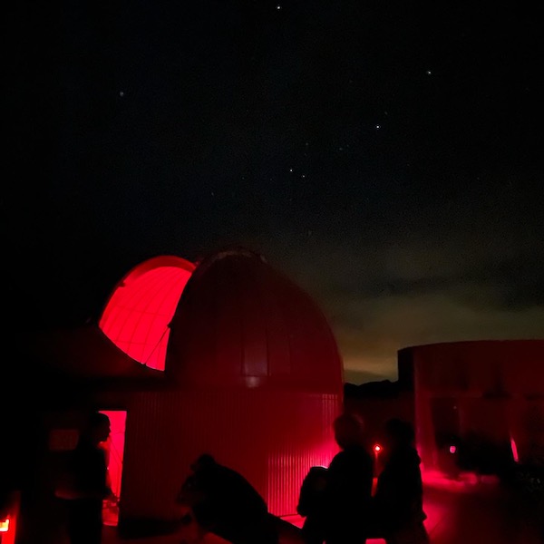A nightime view of the observatory.