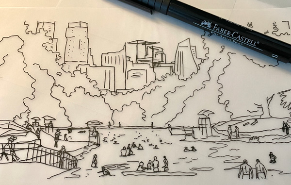 A line drawing of the pool.